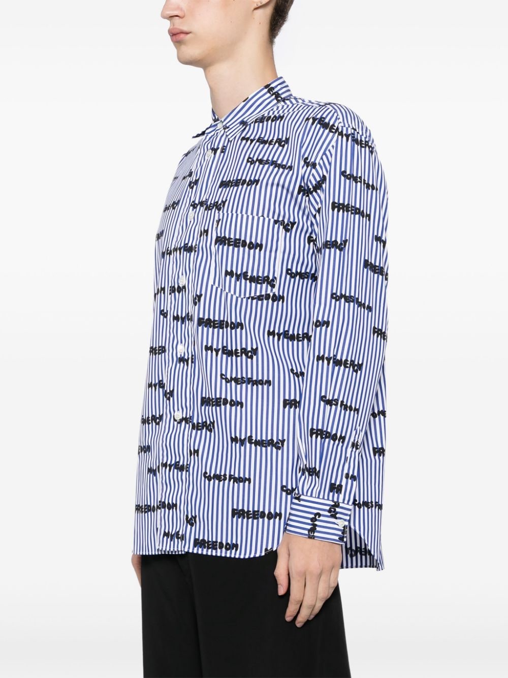 Shop Comme Des Garçons Shirt Freedom Printed Shirt In Blau