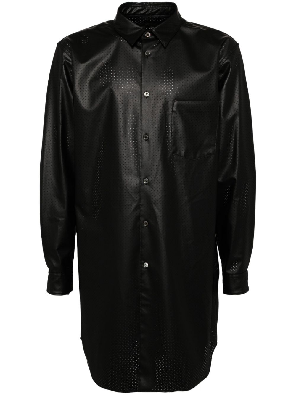 perforated faux-leather shirt