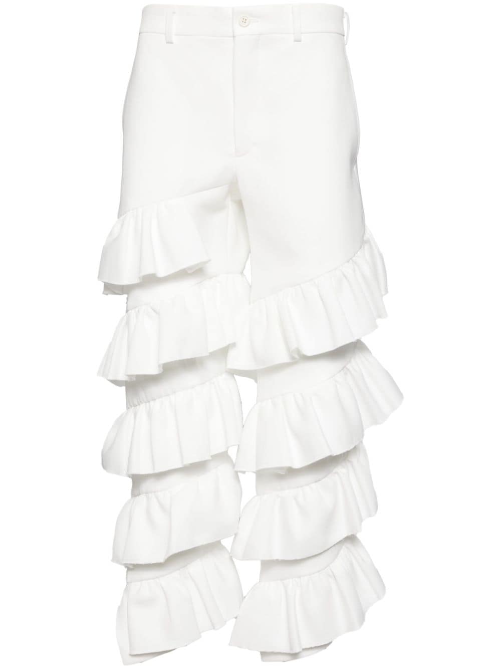 Comme des Garçons Homme Plus ruffled crop trousers - White