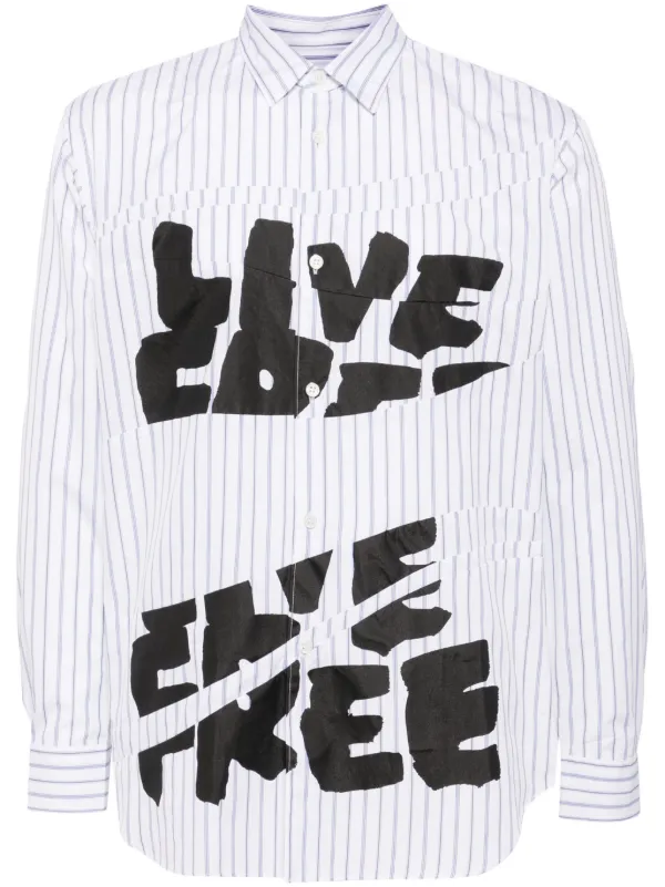 Comme Des Garçons Shirt Chemise Free Curved à Rayures Blanc