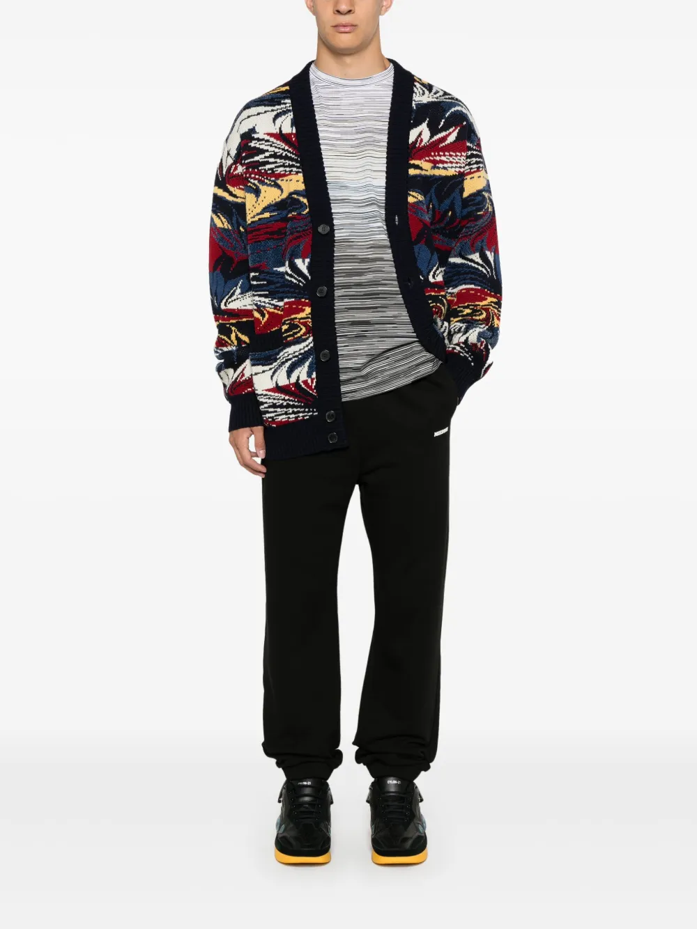 Missoni Gestreept T-shirt met rubberen logo - Grijs