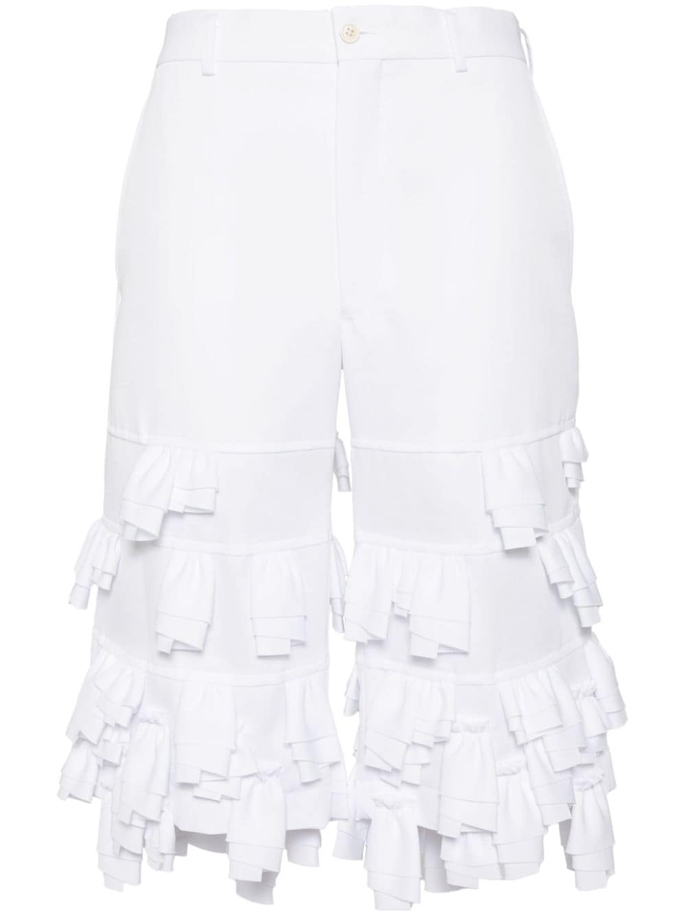 Comme des Garçons Homme Plus ruffle layered tailored short - White