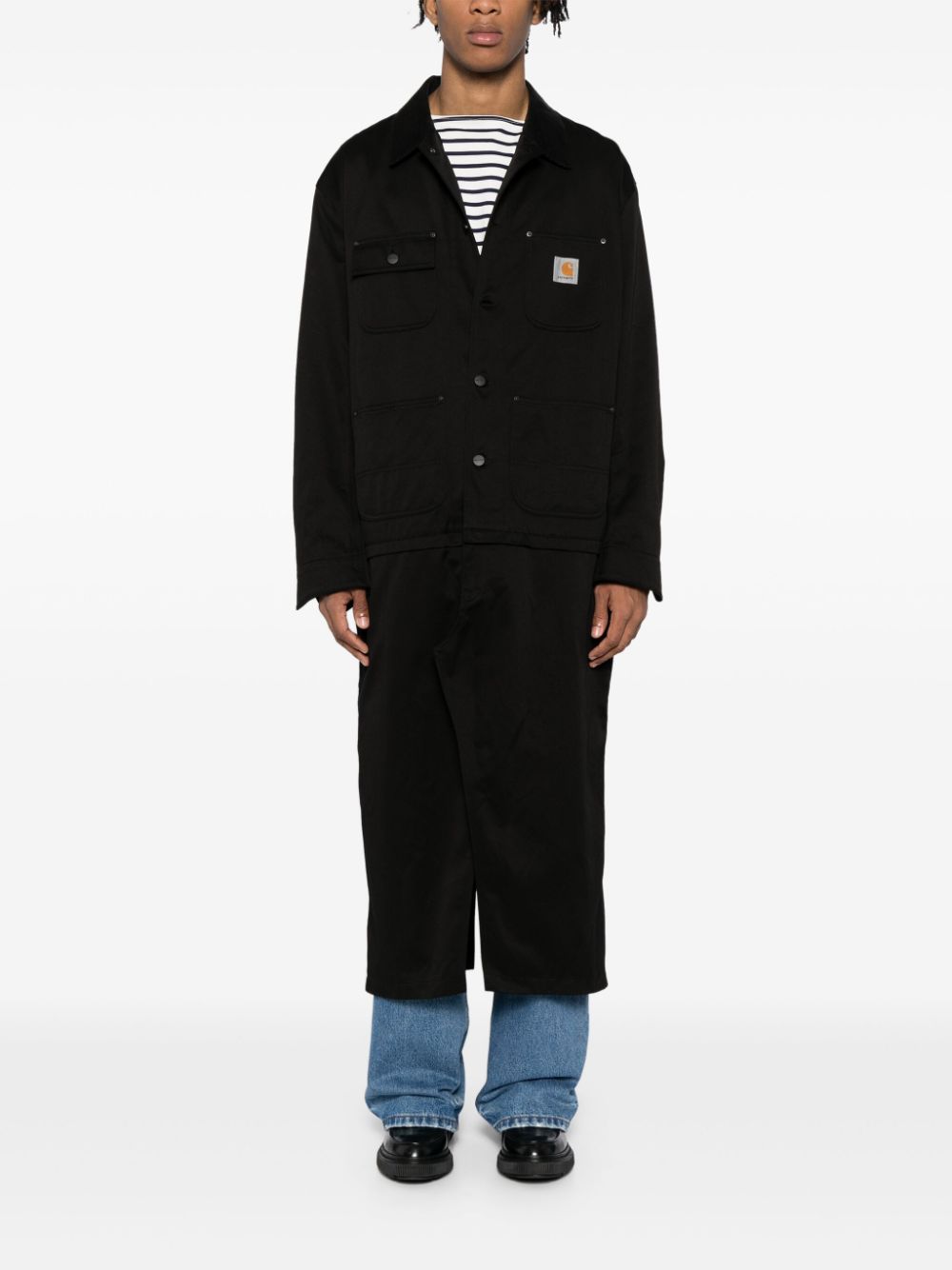 Junya Watanabe MAN x Carhartt lange jas met contrasterende kraag - Zwart