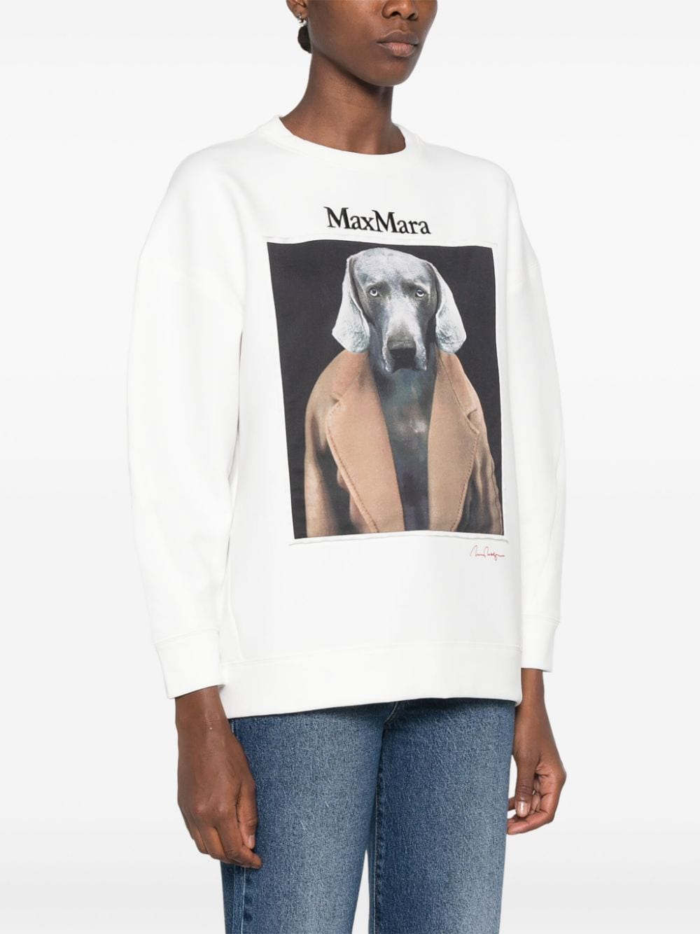 Shop Max Mara Wegman-print Sweatshirt In White