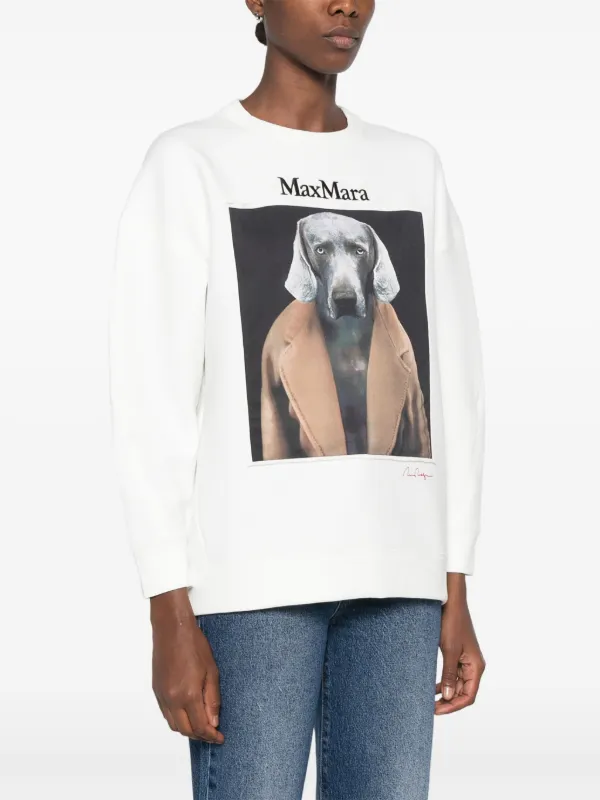 MAX MARA 犬プリント スウェット M ホワイト