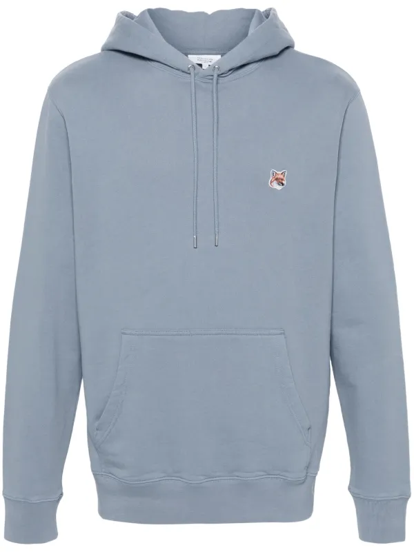 Maison Kitsuné Fox Head Cotton Hoodie | Blue | FARFETCH SG