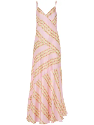 bohemian summer maxi dresses FLORAL TIERED MAXI DRESS FOR WOMEN – PINK RUFFLE V-NECK PUFF SLEEVE BOHO SUMMER DRESS PINK / 4