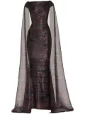 Talbot Runhof cape lurex-effect gown - Pink