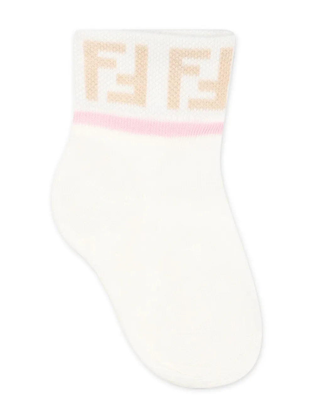 Fendi Kids Vijf paar geribbelde sokken met geborduurd logo Wit