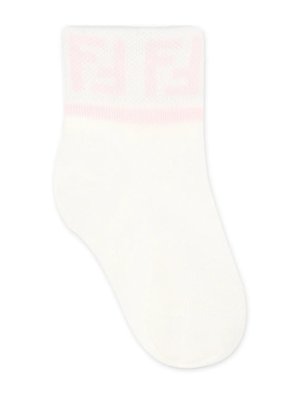 Fendi Kids Vijf paar geribbelde sokken met geborduurd logo Wit