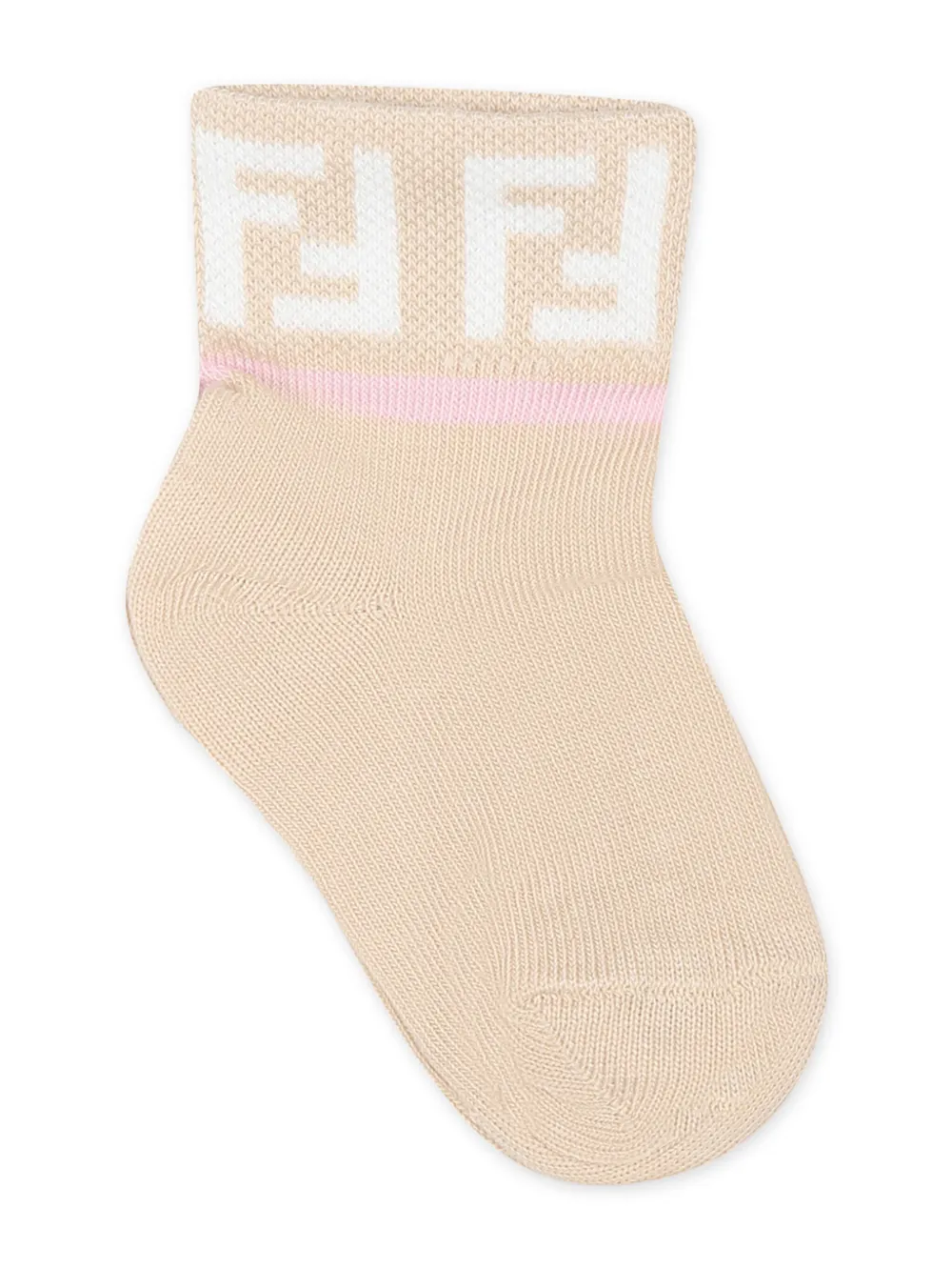 Fendi Kids Vijf paar geribbelde sokken met geborduurd logo Wit