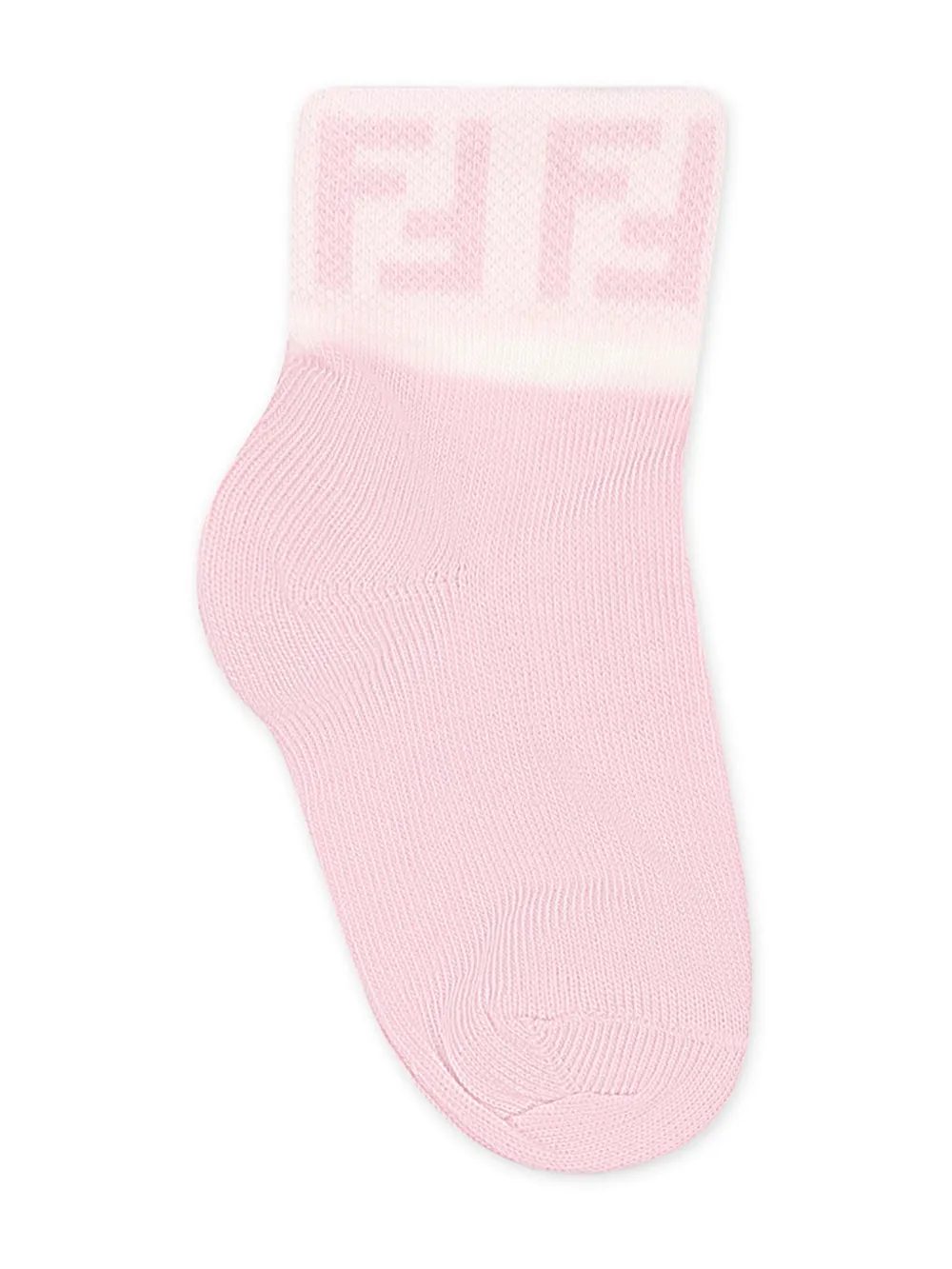 Fendi Kids Vijf paar geribbelde sokken met geborduurd logo Wit