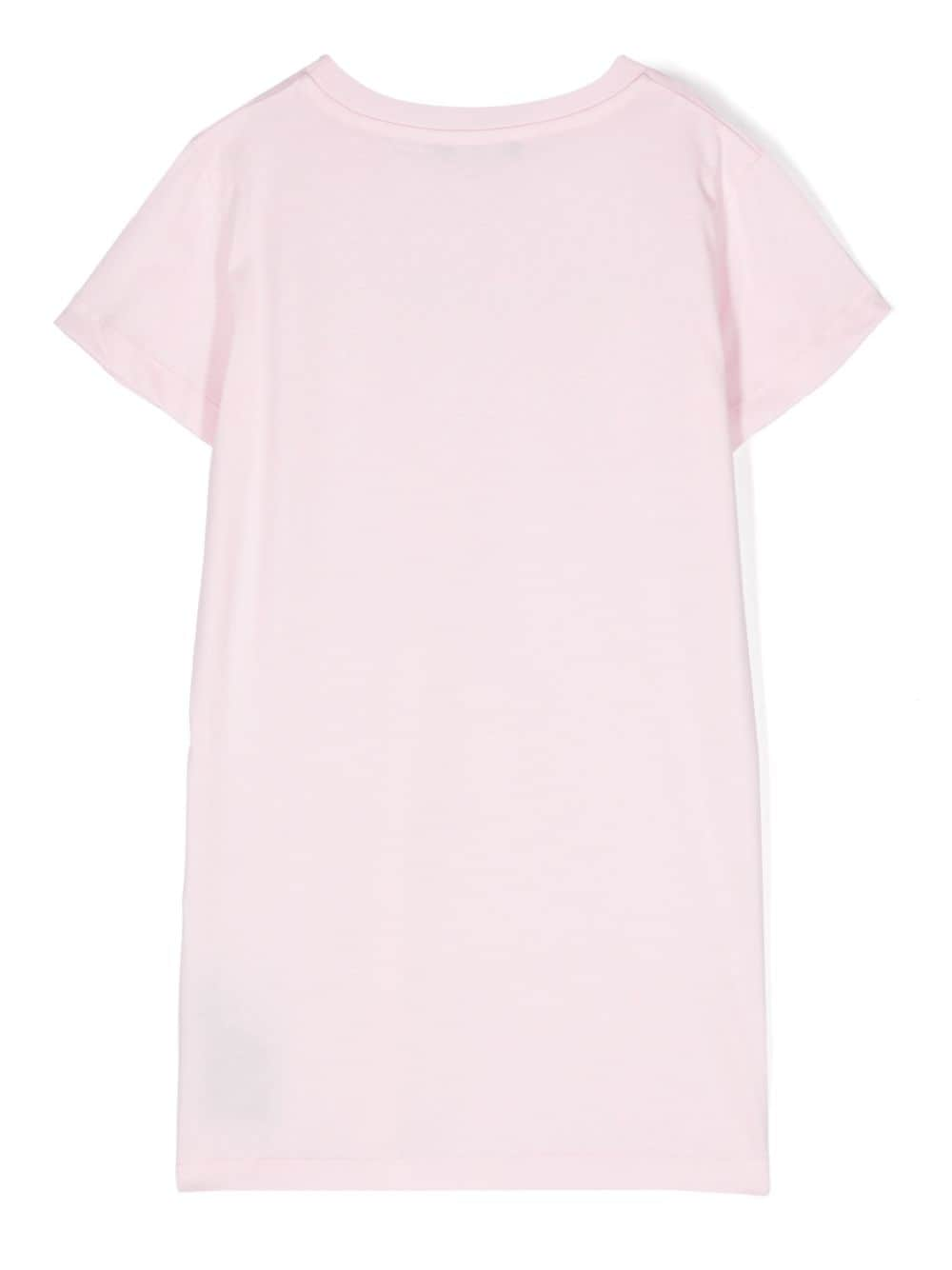 Balmain Kids glitter logo-detail dress - Roze