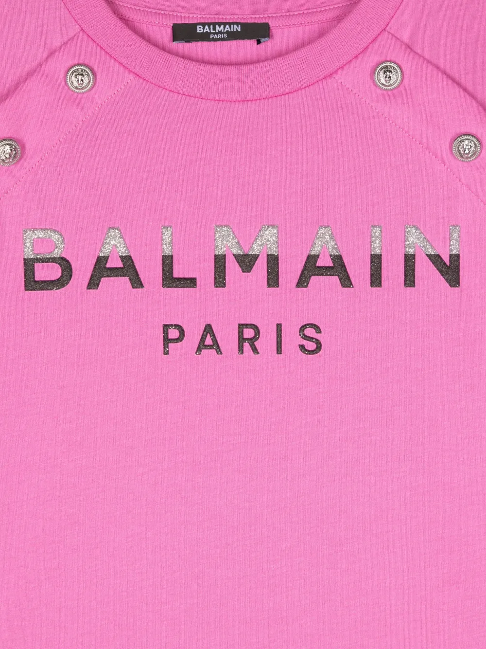 Balmain Kids T-shirt met glitter en logodetail Roze
