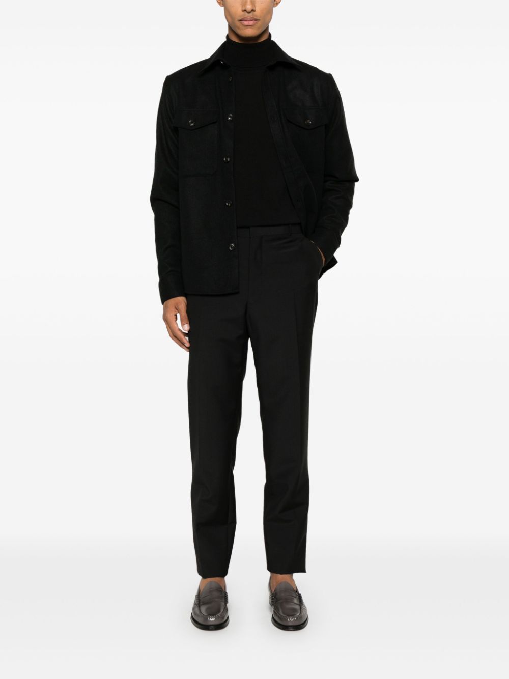 Shop J. Lindeberg Wool Overshirt In Black