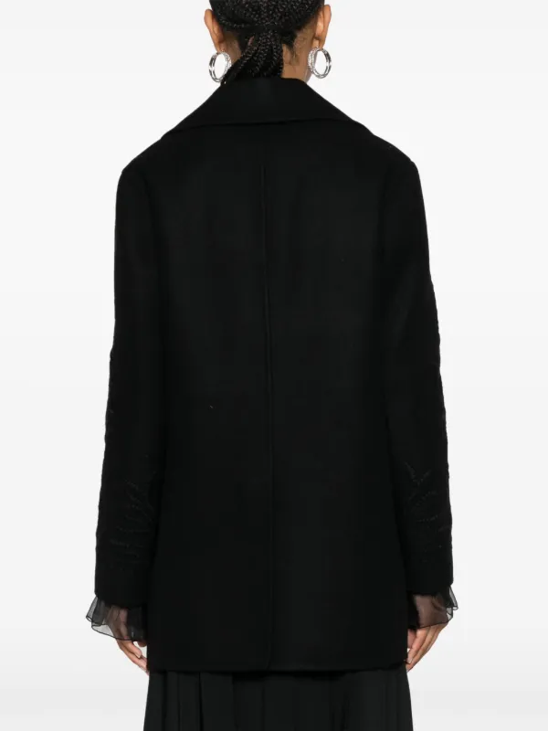 Ermanno Scervino Floral Embroidery Coat | Black | FARFETCH JO