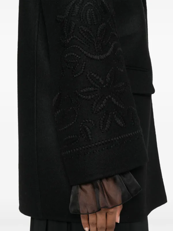 Ermanno Scervino Floral Embroidery Coat | Black | FARFETCH JO