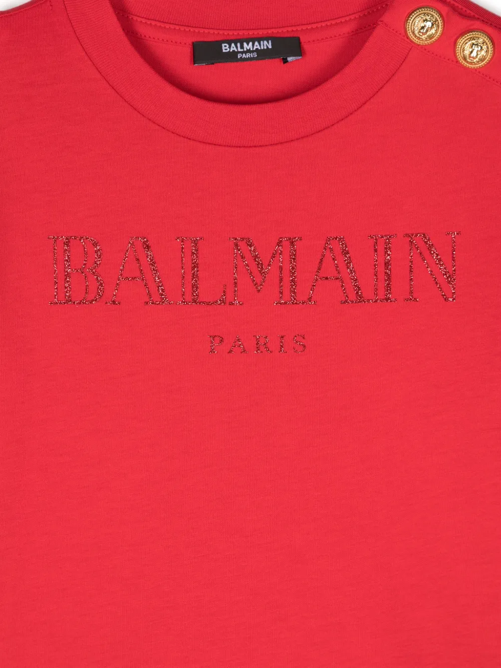 BALMAIN GLITTERED-LOGO T-SHIRT