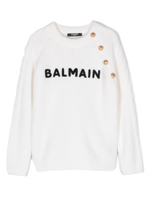 Balmain Kids logo-embroidered sweater