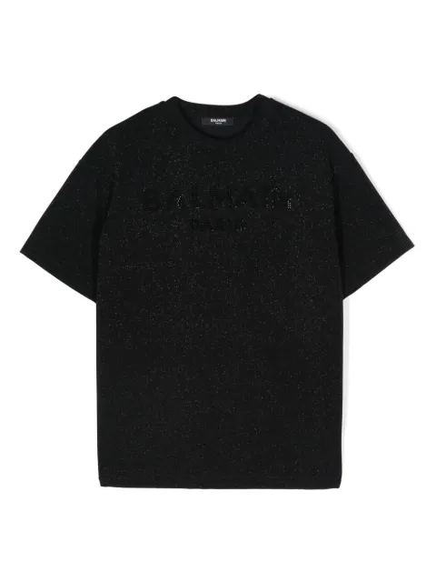 Balmain Kids rhinestone-logo T-shirt