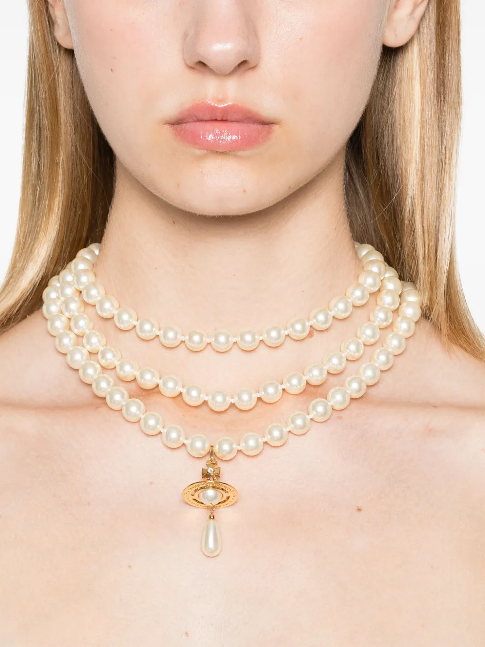 Vivienne Westwood Choker halsketting met drie rijen - Goud