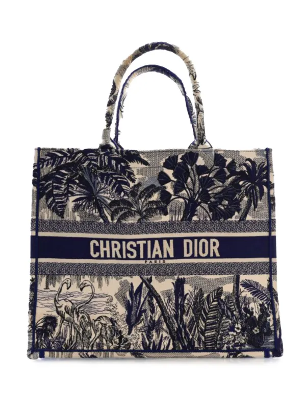 Christian Dior Pre Owned Grand Sac Cabas Flamingo Palm Book 2020 Bleu FARFETCH DZ