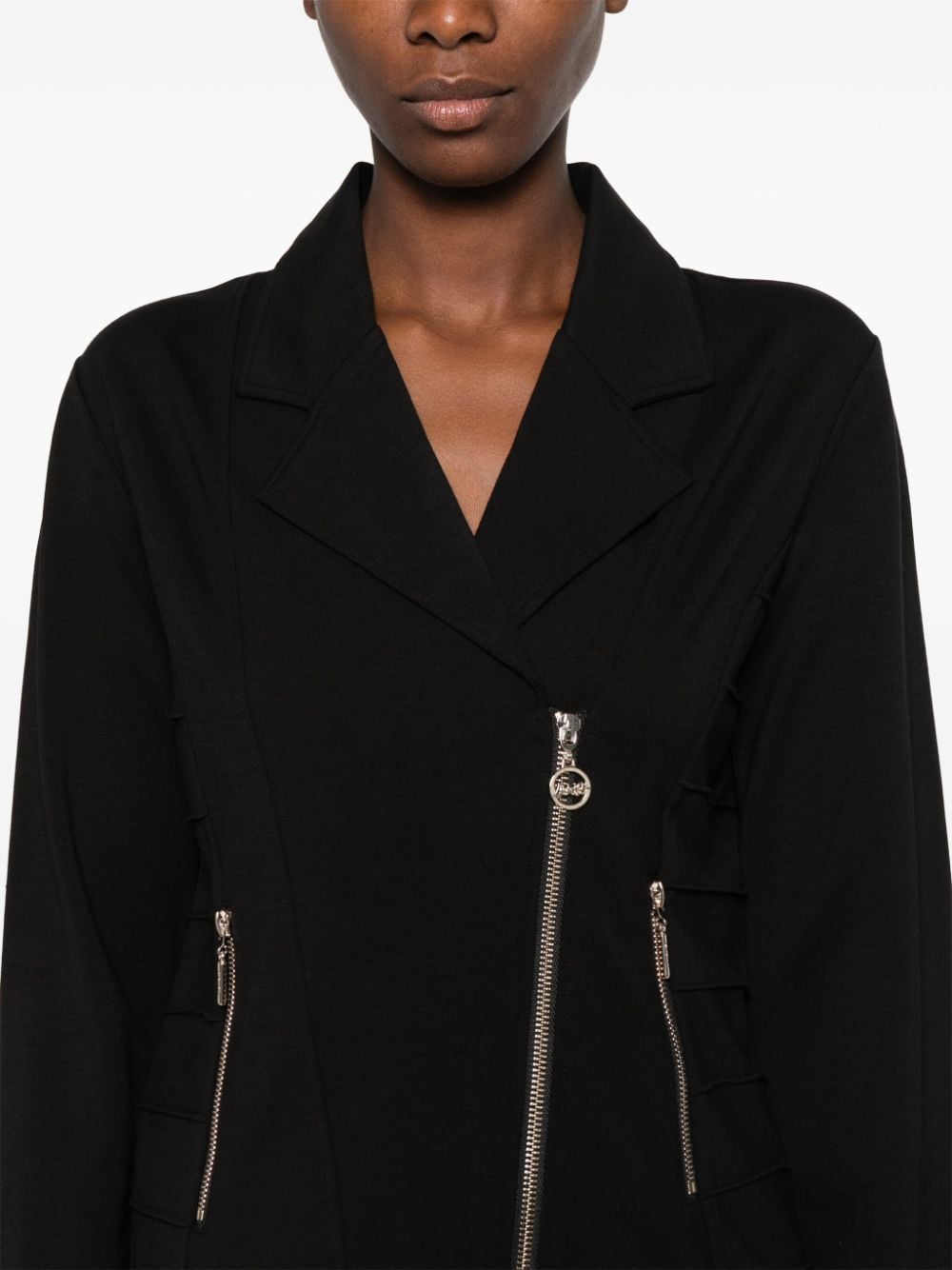 Shop Liu •jo Zip-up Jersey Jacket In Black