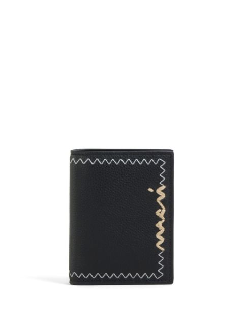 Marni logo-embroidered leather wallet Men