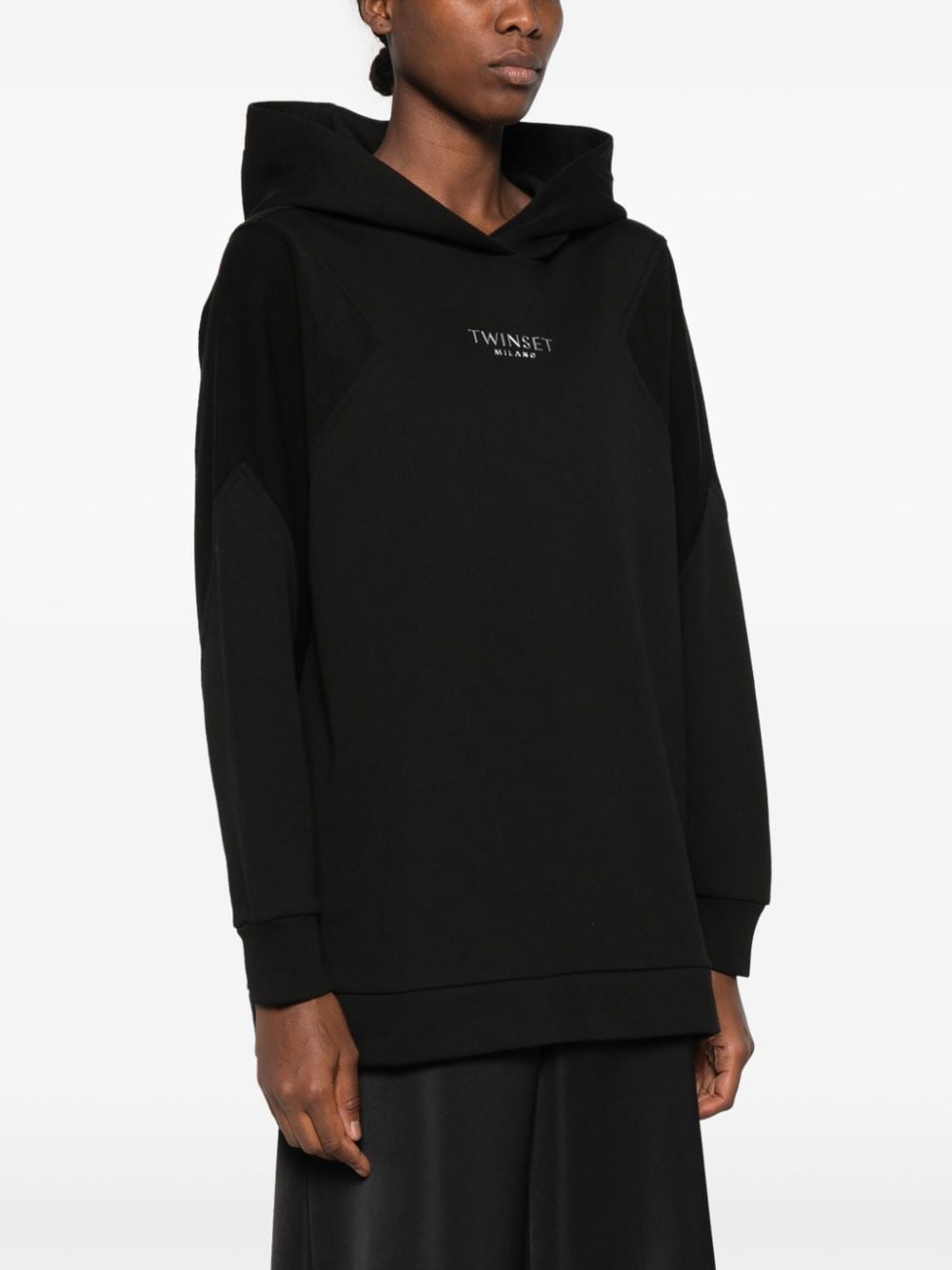 Shop Twinset Logo-lettering Hoodie In Black