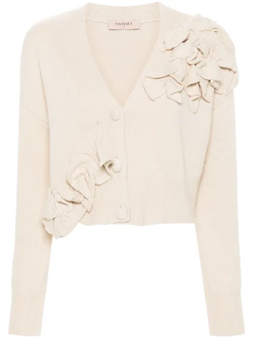 Cardigan à appliqués fleurs - TWINSET - Modalova