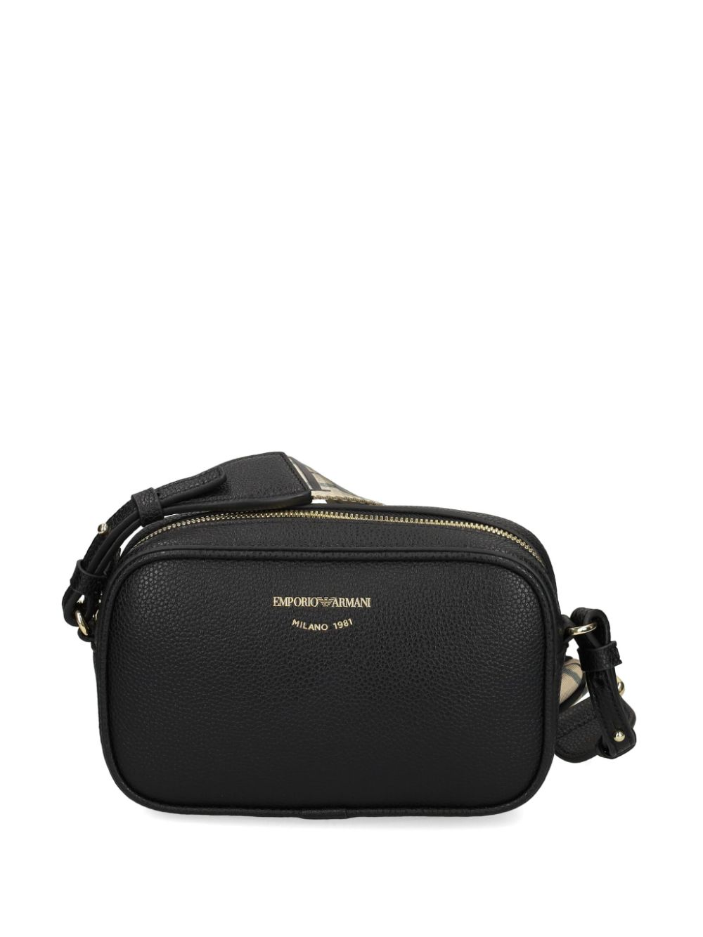 Emporio Armani logo-stamp crossbody bag - Zwart