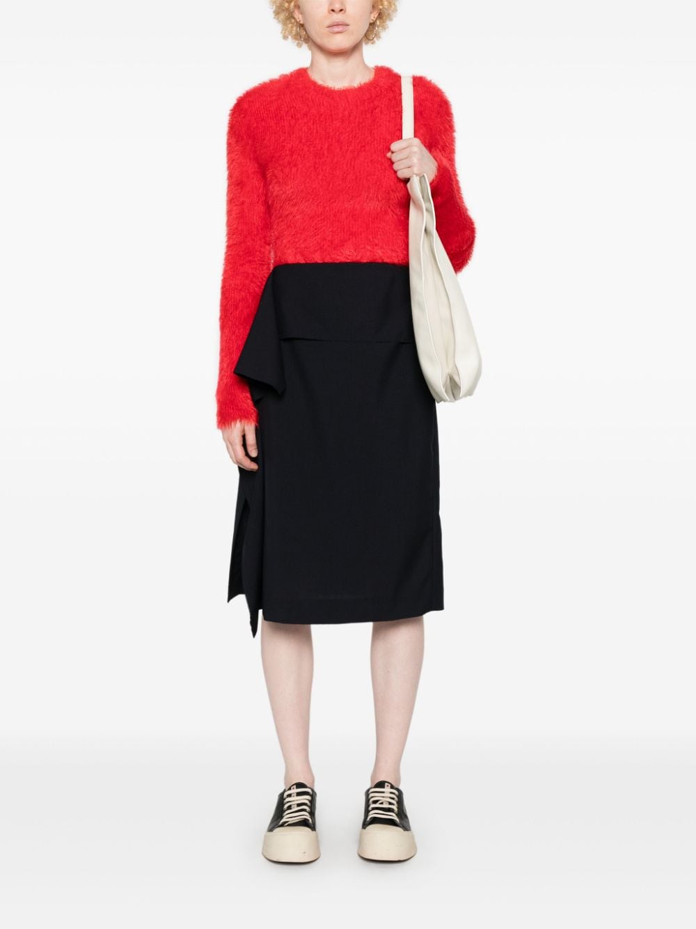 Shop Plan C Wool Midi Skirt In 蓝色