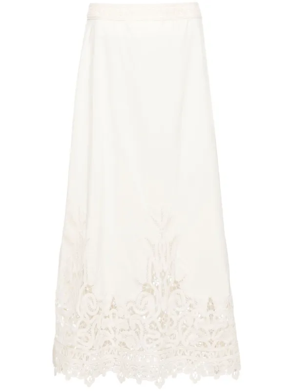 スカート ULLA JOHNSON Woman Skirt White PF240300 PRI Kyla High Waisted Wrap Skirt Coverup - Pristine White Cotton