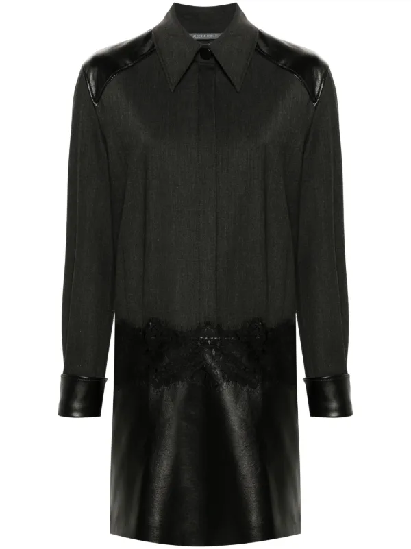 alberta ferretti shirt dress Alberta Ferretti butterfly-print semi-sheer Shirt Dress | Purple
