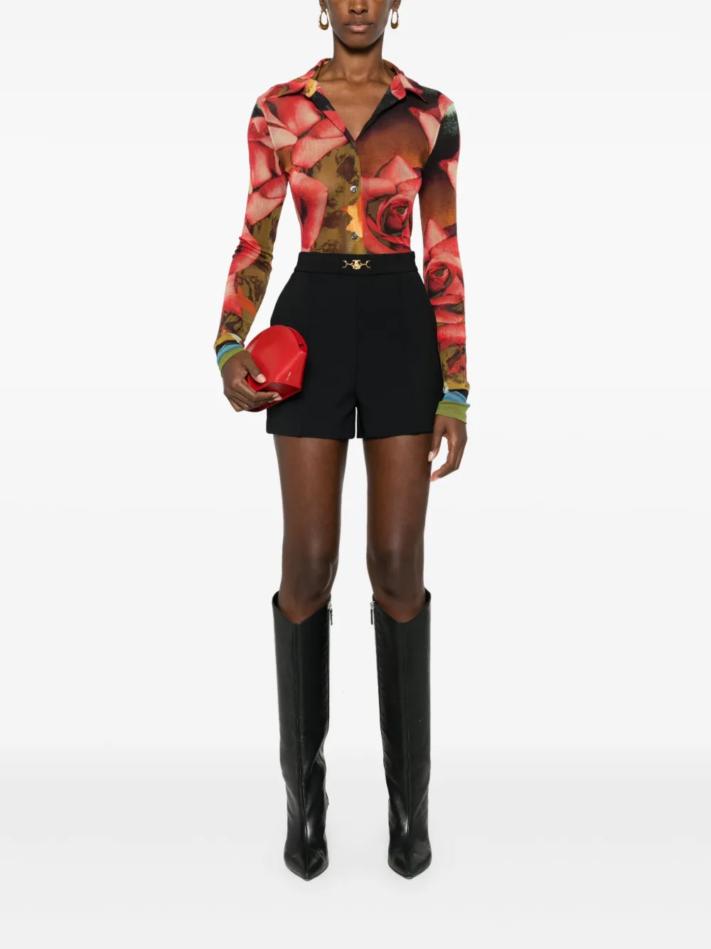 Elisabetta Franchi horsebit-detail crepe shorts - Zwart