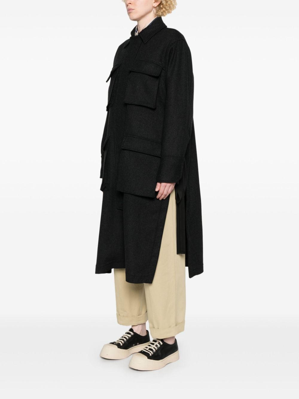 Shop Plan C Micropattern Coat In 黑色