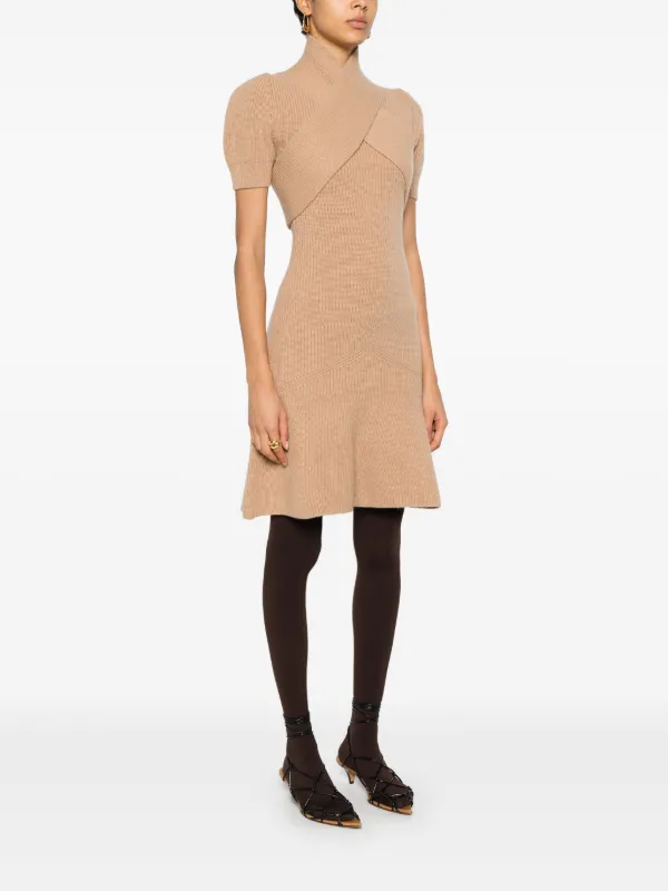 【送料&関税込】Patou Contrast Detail Mini Dress Patou wrap-front Mini Dress | Neutrals | FARFETCH