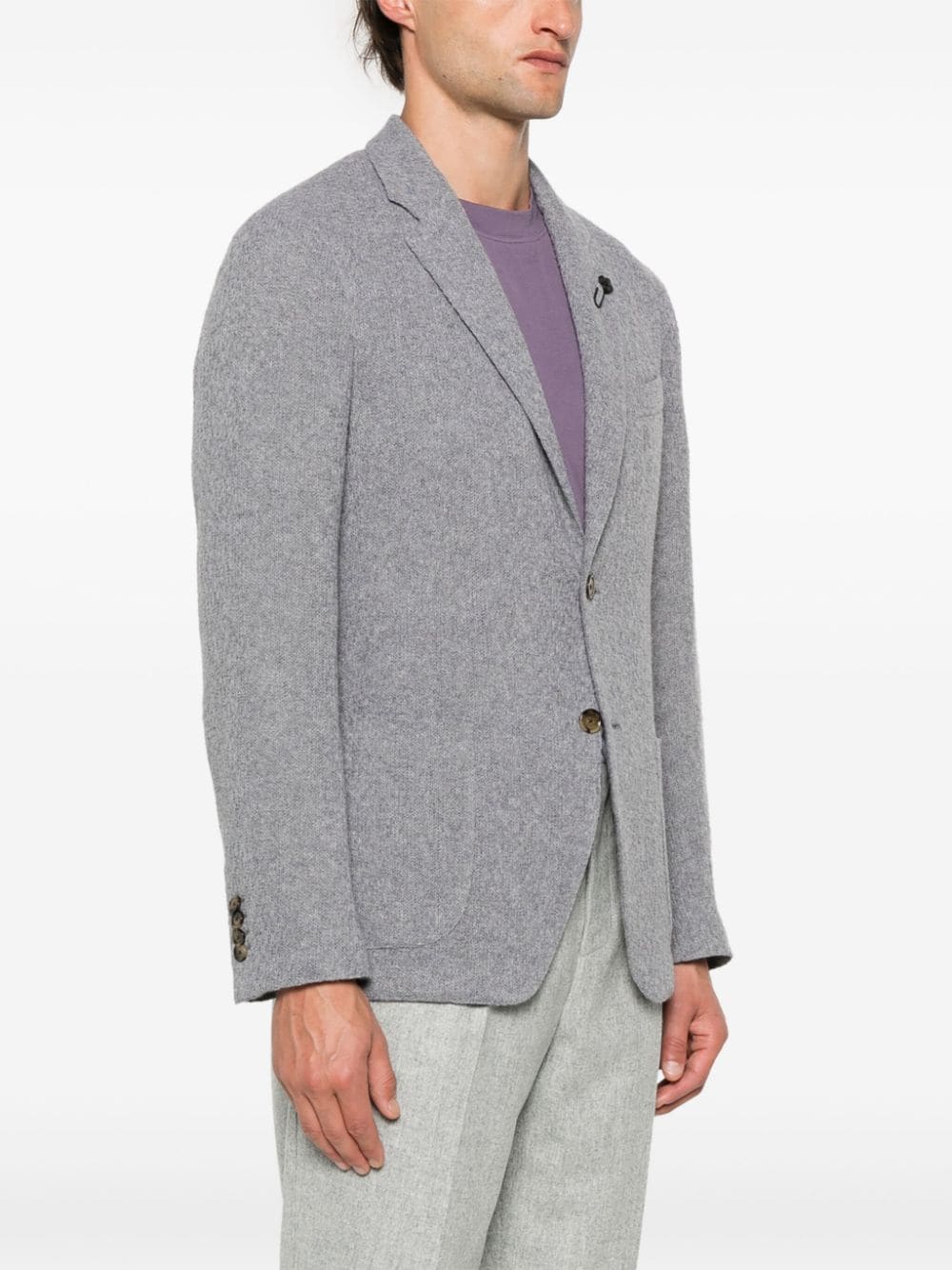 Shop Lardini Brooch-detail Blazer In Grau