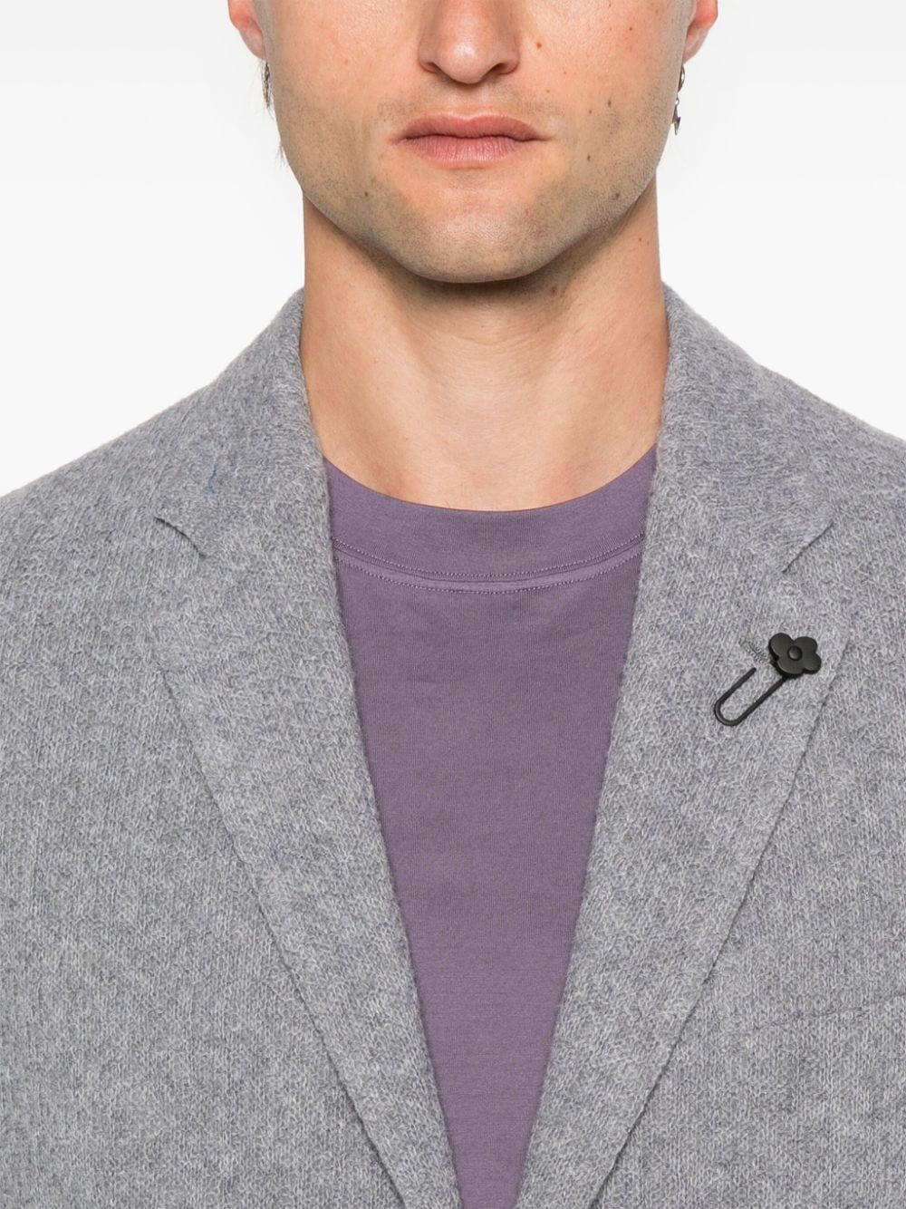 Shop Lardini Brooch-detail Blazer In Grau