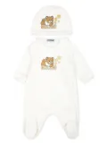 Moschino Kids Teddy Bear-print cotton pajama set - White