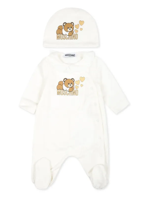 Moschino Kids Teddy Bear print cotton pajama set kids Cotton 1 3 White