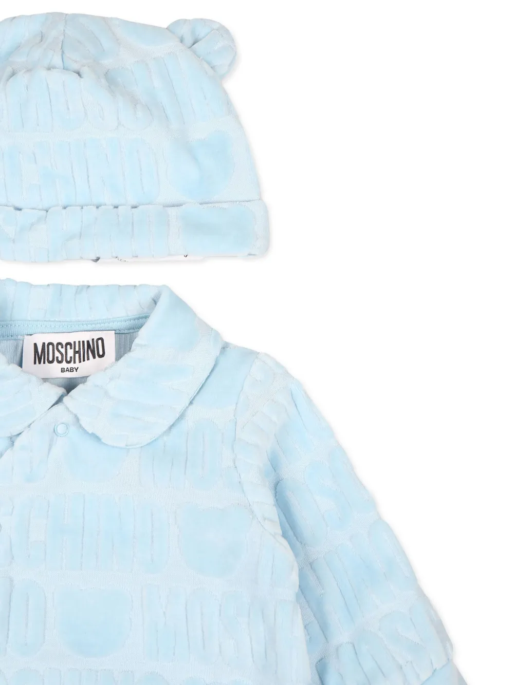 Moschino Kids Badstof pyjama met logo-jacquard Blauw