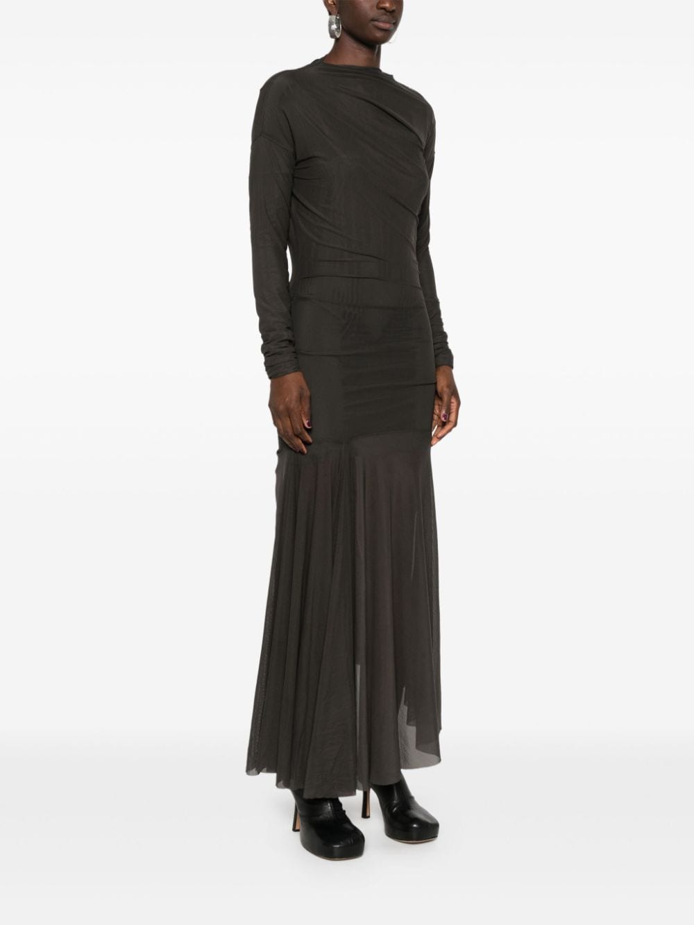 Shop Lemaire Draped Maxi Dress In Grey