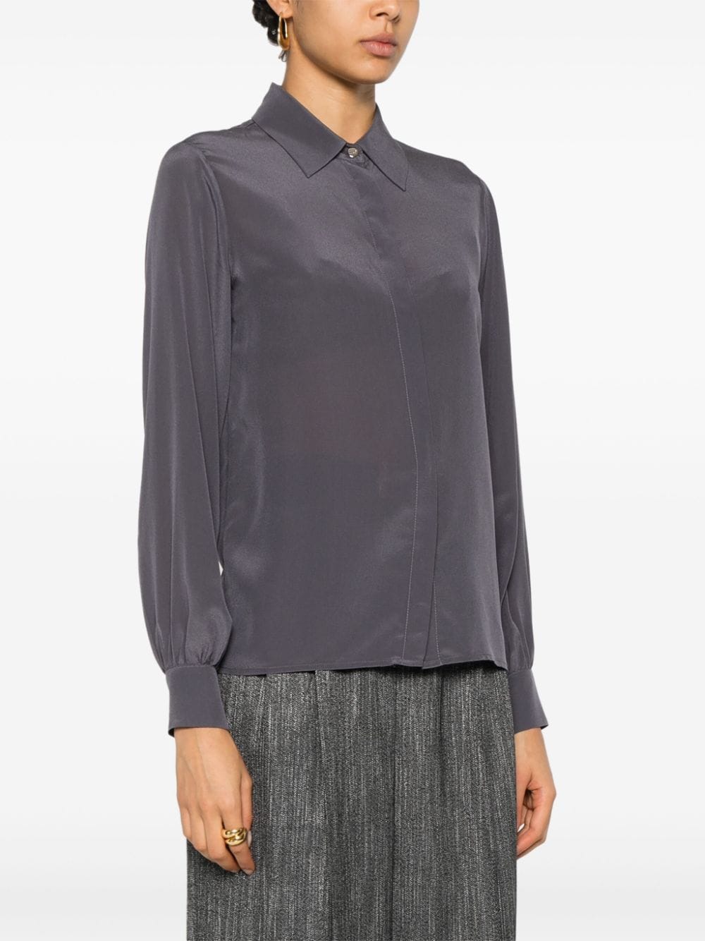 Shop Liu •jo Silk Shirt In 灰色