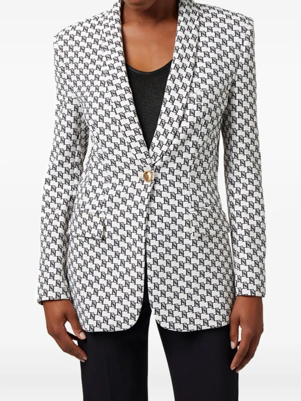 Elisabetta Franchi Logo-print Blazer In Multi
