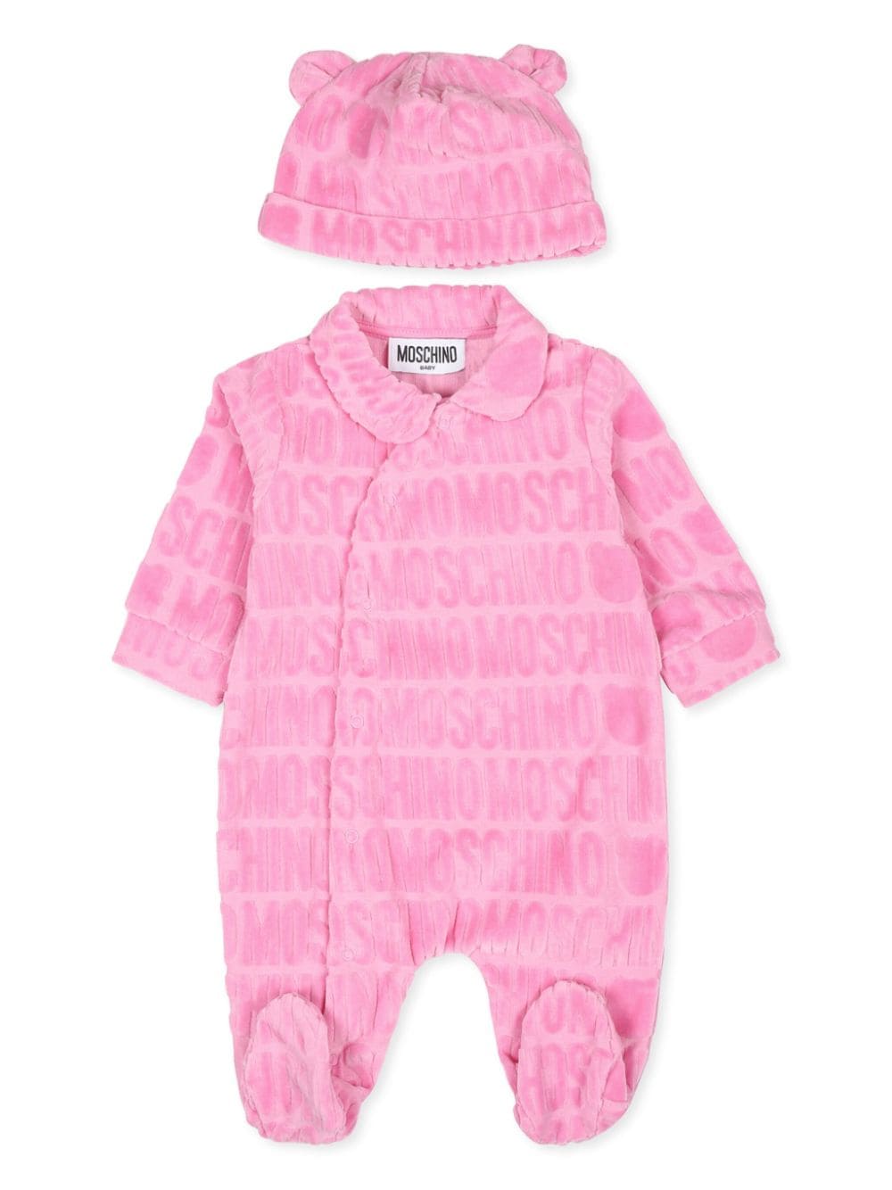 Moschino Kids logo-jacquard terry-cloth pajama set - Rosa