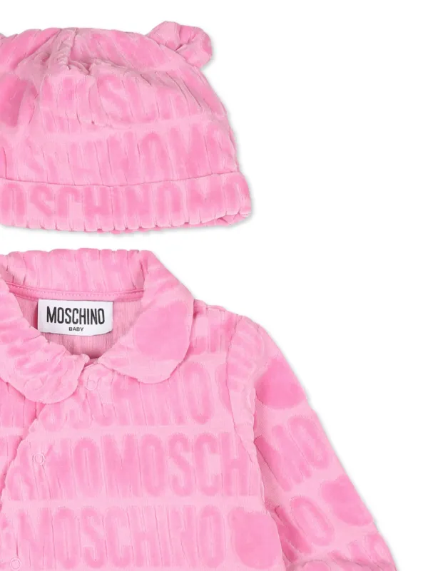 Moschino Kids logo jacquard terry cloth Pajama Set Pink FARFETCH CA