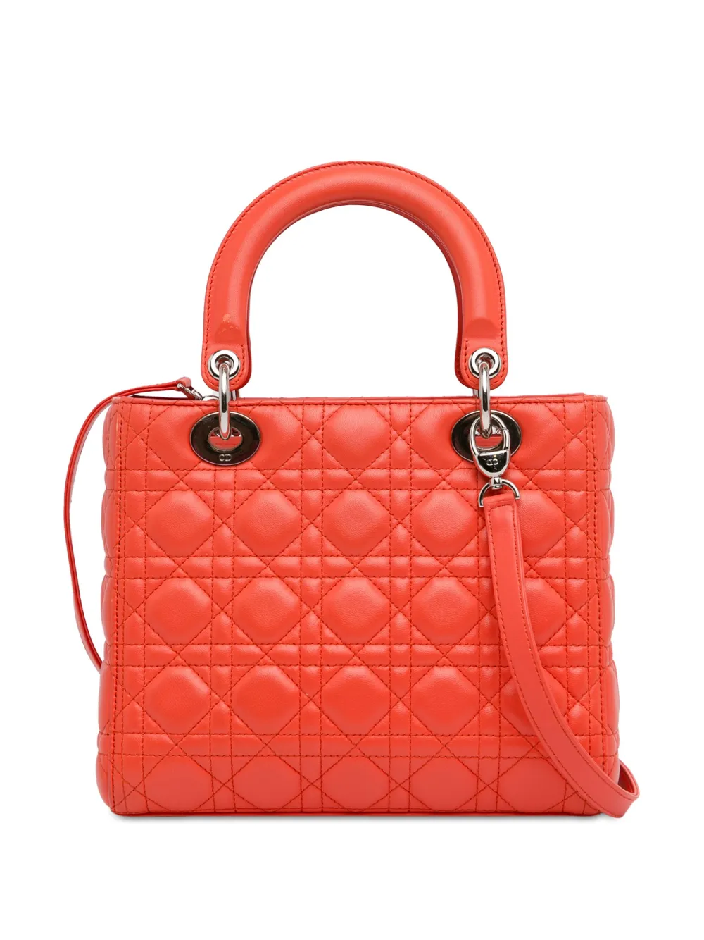 Christian Dior Pre-Owned 2013 medium Cannage Lady Dior boekentas van lamsleer - Oranje