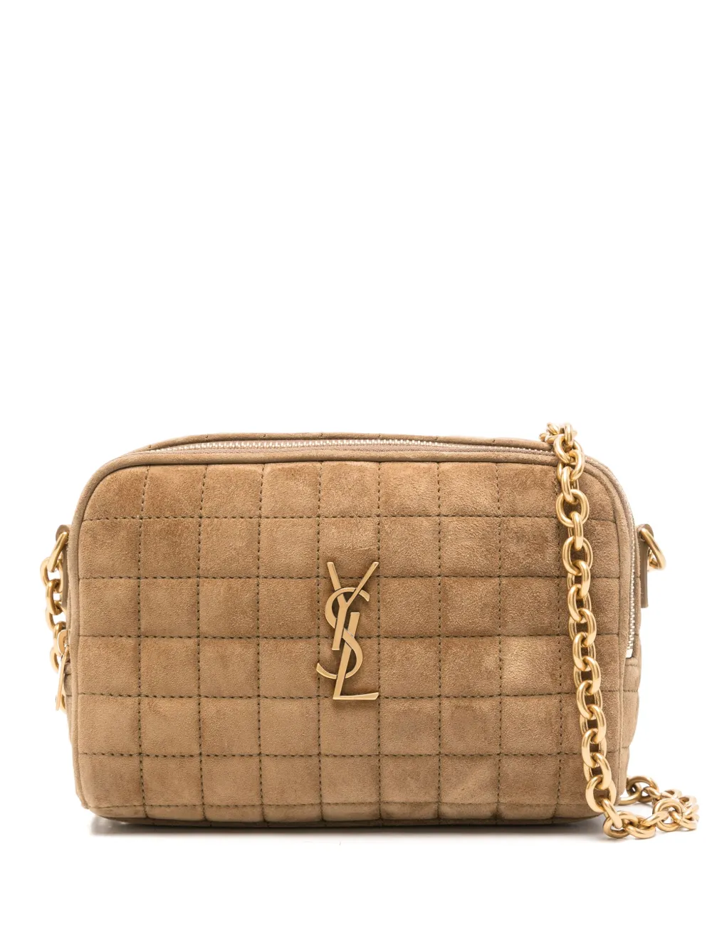 Saint Laurent Cassandre-logo Carré Mini Bag In Brown