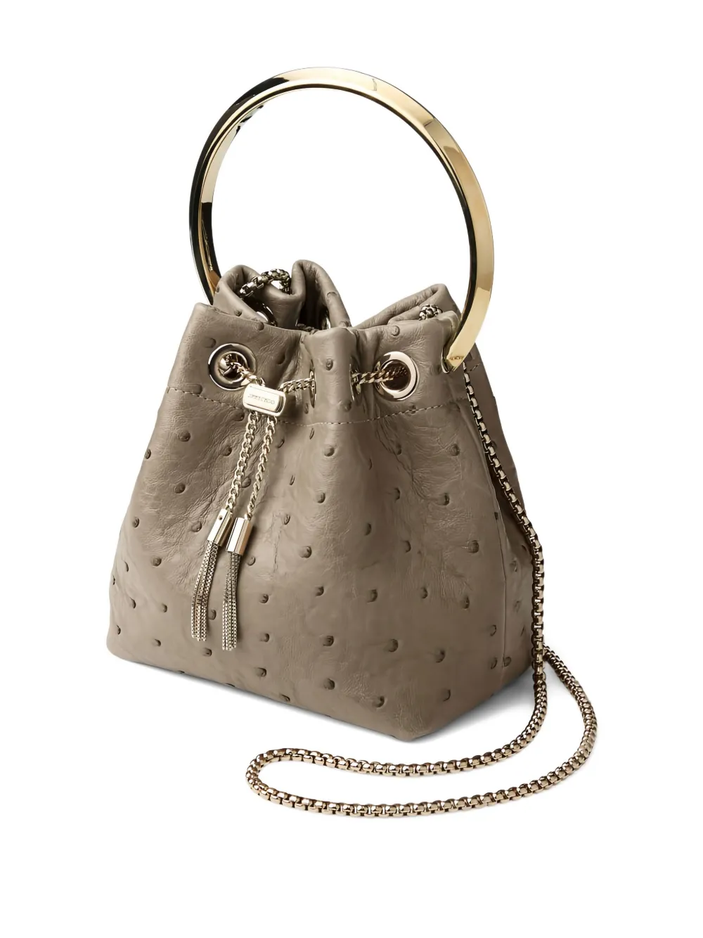 Jimmy Choo Bon Bon Ring-handle Bucket Bag In Brown